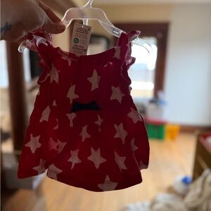 Carter's Red Star Print Sleeveless Dress with Navy Bow